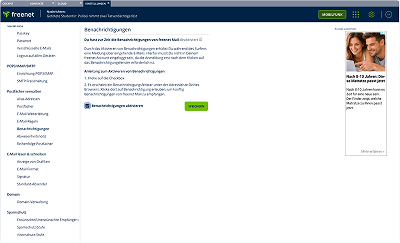 Einstellungen für Browser-Benachrichtigungen in freenet Mail