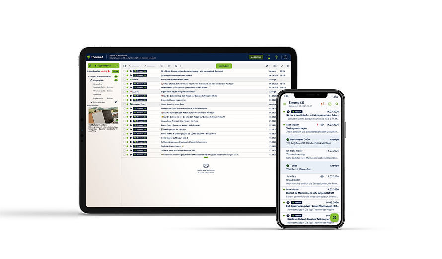 freenet Mail auf Tablet und Smartphone